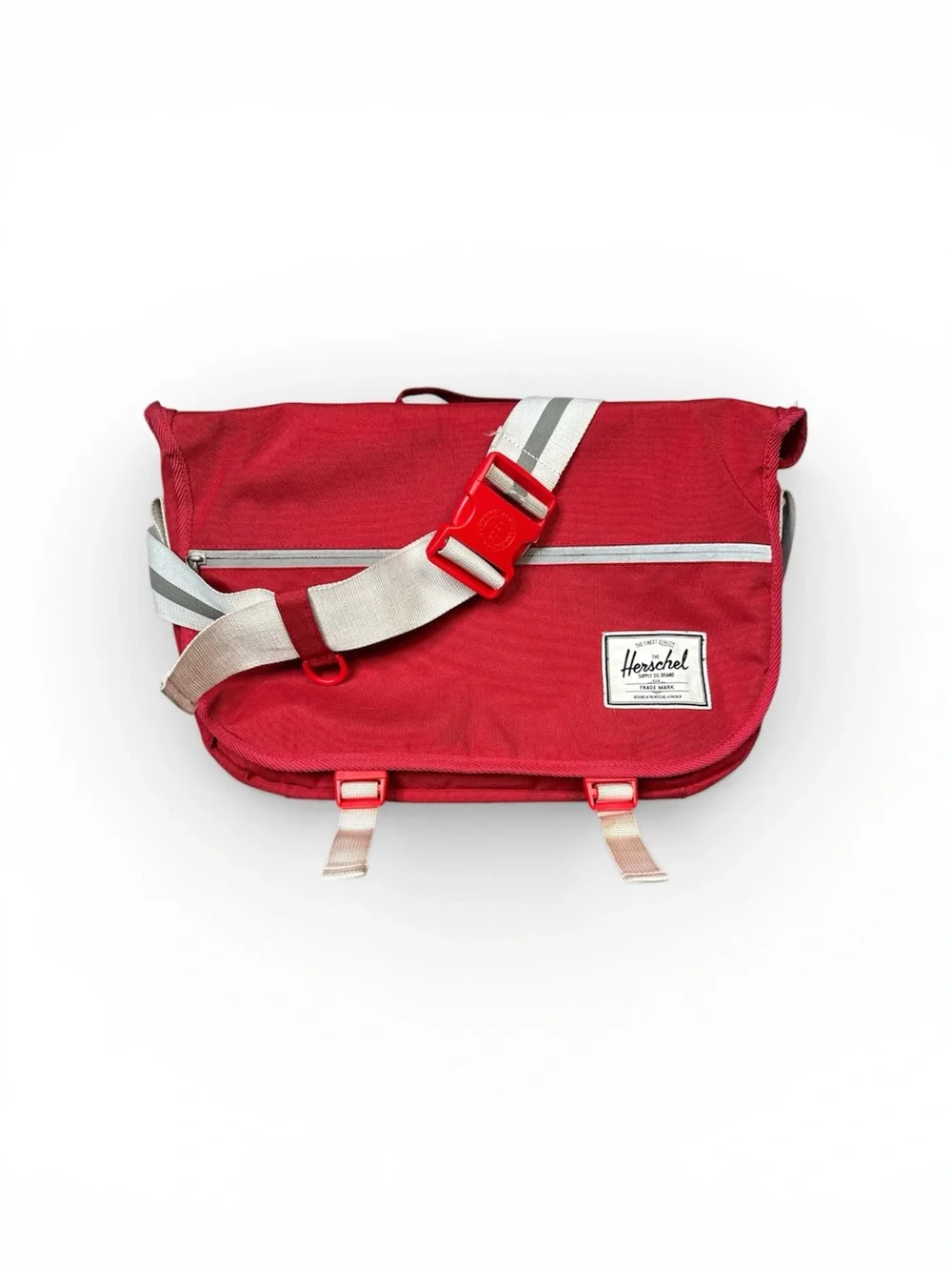 HERSCHEL SUPPLY CO. POP QUIZ MESSENGER BAG RED CANVAS LAPTOP TRAVEL CROSSBODY